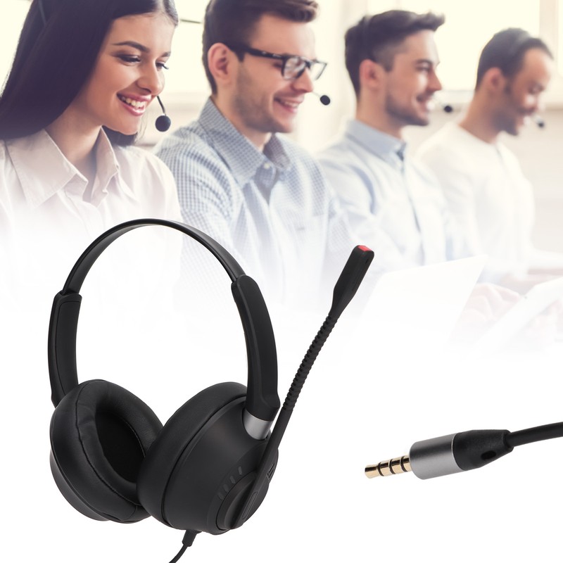 Binaural Customer Service Headset ENC Noise Reduction 3.5mm Communication Headset