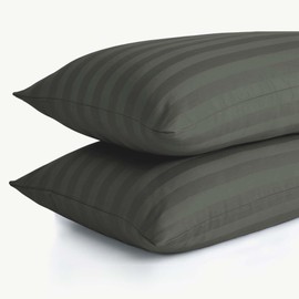 Hafaa Pillow cases 2 Pack – Olive Green Stripe Pillow Cases Standard Size Pillow Protectors with Envelope Closure Soft & Comfortable Bed Pillows Cover