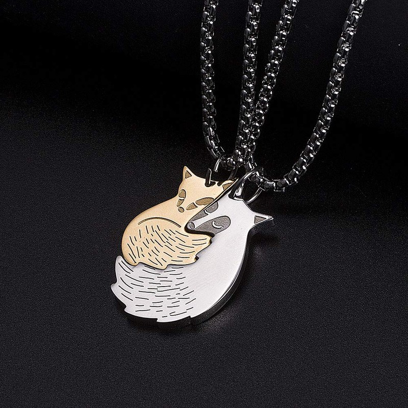 Wolentty Couple Fox Necklace - Stainless Steel Fox Couples Necklaces
