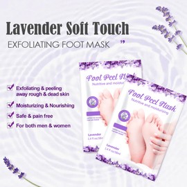 4 Pairs Foot Peel Mask, Exfoliating Sock, Foot Peel Mask for Hard Skin, Moisturising Socks for Foot Care, Restoring Cracked Heel Dead, Dry, Baby Soft Smooth Touch