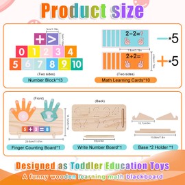 HOMDOWUP Montessori Math Manipulatives for Kids – Educational Finger Counting Number Blocks, Preschool Learning Toys for Toddlers, Ideal Homeschooling Supplies & STEM Gift for 3+ Years Old (Wood)
