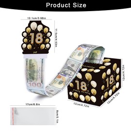 Birthday Pull-Out Gift Box Cute 18th Birthday Gift Pull-Out Surprise Set With Bag Fun Gift Black And Gold Party Decoration Suitable For Boys And Girls