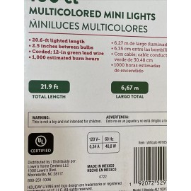 Holiday Living 100ct Multicolored Mini String Lights Green Wire