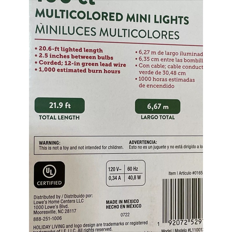 Holiday Living 100ct Multicolored Mini String Lights Green Wire