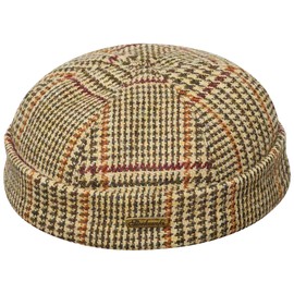 Sterkowski Docker Hat Harris Tweed Beanie Cap for Men and Women Warm Beanie Hat, Beige chequered, 61