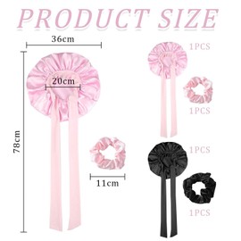 2 Pieces Coloured Streamer Hair Cap, 2 Pieces with Large Intestinal Hair Ring, Simple Night Pack, Classic Hair Care Cap, Adjustable Hair Cap, Hairstyle Accessories