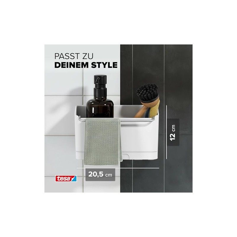 tesa Sink Organiser for Gluing No Drilling - Sponge Holder