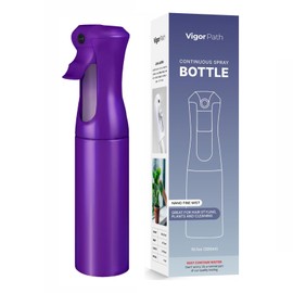 VIGOR PATH Continuous Spray Bottle for Hair – Fine Mist Mister for Hairstyling, Cleaning, Plants, Pets, Barbers, Salons, and Essential Oil Applications (300ml/10.1 oz) Dark Purple