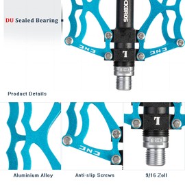RockBros Bicycle Pedals 9/16 inch Axle CNC Aluminium Alu With Sealed Bearings for Mountain Bikes / Road Bikes / City Bikes