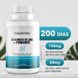 Gluconato De Zinc 200 Cápsulas Saludvida México Sin Sabor