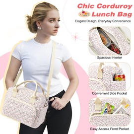 Insulated Lunch Box for Women Cute Reusable Lunch Bag with Large Capacity Leakproof Portable Tote for Work Picnic Travel Aesthetic Lunch Case for Adults Girls