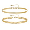 KissYan Gold Layered Ankle Bracelets for Women, Dainty 14K Gold