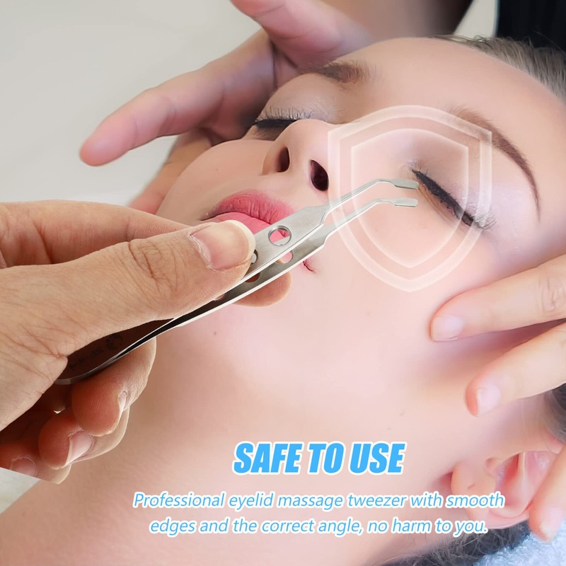 Meibomian Gland Expressor Forceps, Stainless Steel Eyelid Massage Tweezers Round