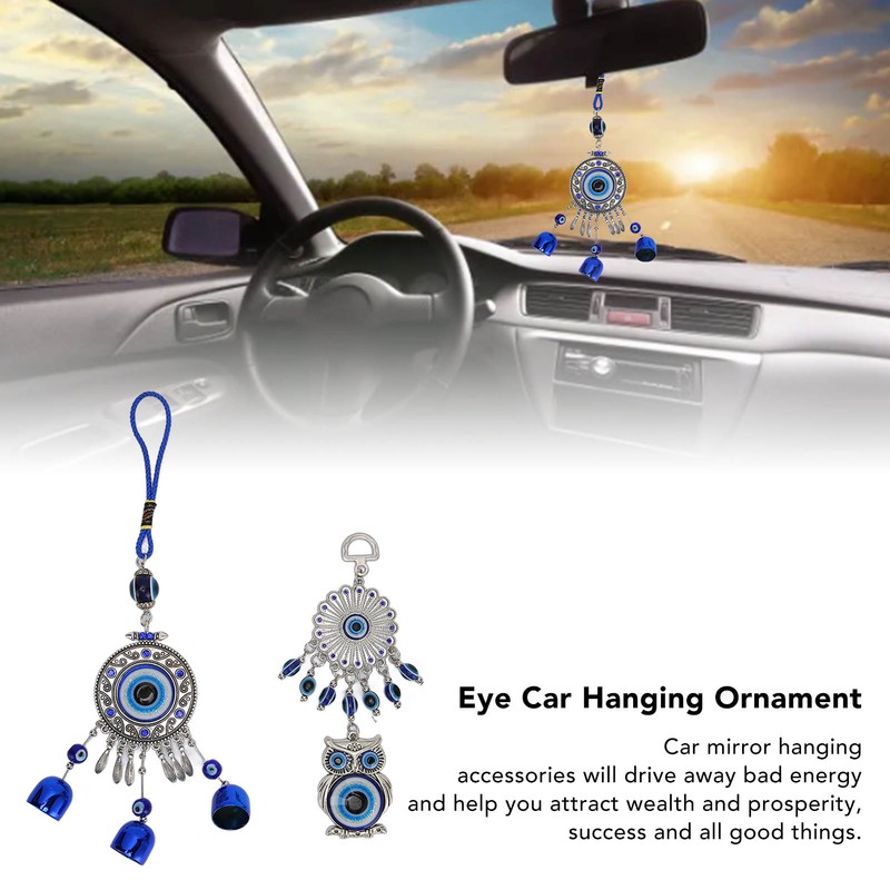 2pcs Blue Eye Owl Ornament Good Luck Attract Wealth Fashionable