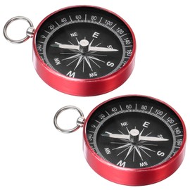 TIXIPEM Pocket Compass [2PCS] - Survival Sports Navigation Compass with Key Ring for Hiking & Camping - [Rose Red] Outdoor Activities Accessory