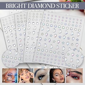 MEXRUMI 4 Piezas Pegatinas Cara, Cara De Gemas Pegatinas, Brilliant Para Decorar La Cara, Pegatinas Autoadhesivas Con Brillos Diamantes Para Festival, Niños, Diy, Fiestas, Espectáculos Y Maquillaje