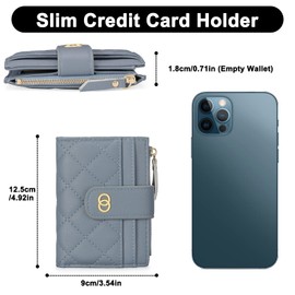 GAEKEAO Small Wallet for Women Slim Bifold Leather Credit Card Holder Wallets Zipper Pocket Coin Purse with ID Window