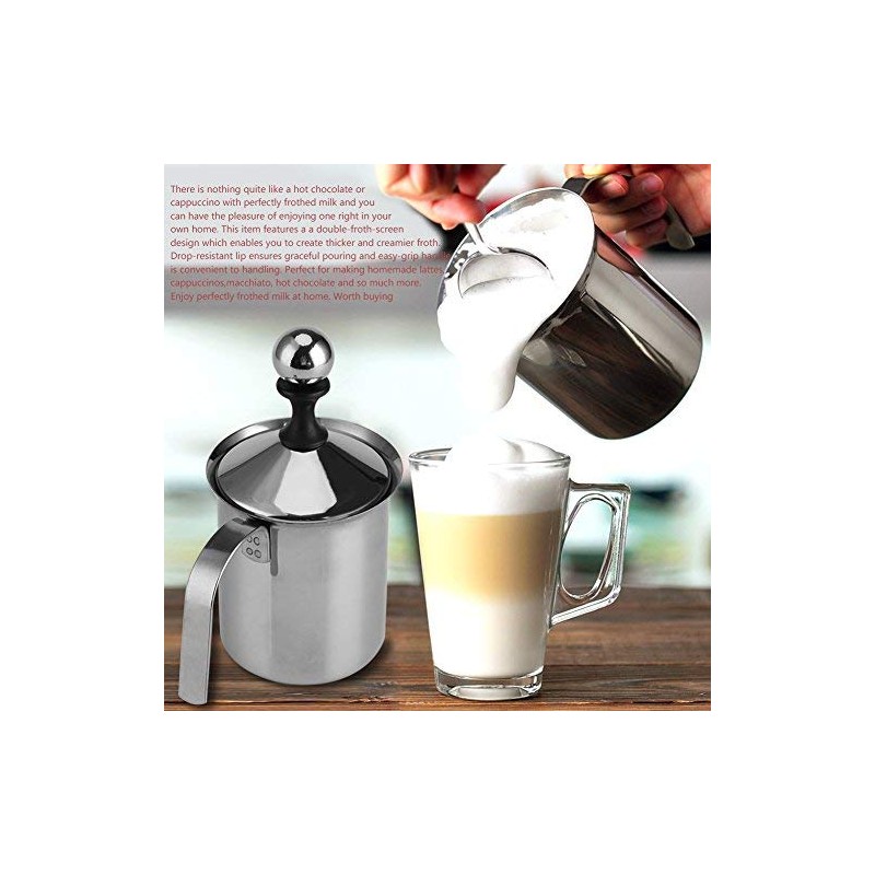 Yosoo 400 ml/800 ml Manueller Milchaufschäumer aus Edelstahl für Cappucino,