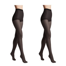 Conte elegant 2 Pack Durable Women's Tights Semi-Matte - Solo 20 Denier - Women's Fine Tights with Marked Panties Part - Plain, nero
