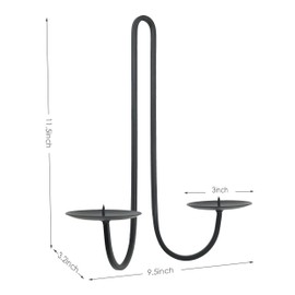 Remenna Double Armed Iron Candle Holders Metal Wall Candle Sconce Holder Set of 2 Black Modern Wall Candle Sconces Hanging for Living Room, Farmhouse, Fireplace, Wedding