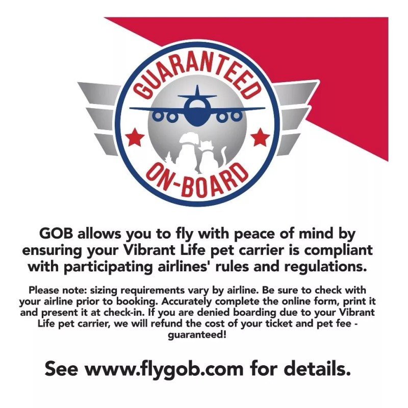 Vibrant Life PET CARRIER Small Guaranteed on-Board Soft-Sided Black, 16