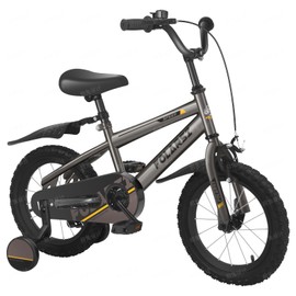 Folarsi Boys Bike 12 14 16 Inch Kids Bicycle for 2-7 Years, Sporty Children's Mountain Bike with Training Wheels & Dual Brakes, Gray-Black Steel Frame