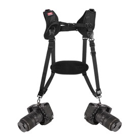 Quick Release Dual Camera Harness With Camera Safety Tether– Double Shoulder Camera Strap for 2 Cameras – Adjustable Length, Camera Straps for Photographers Camera Belt for DSLR SLR Camera