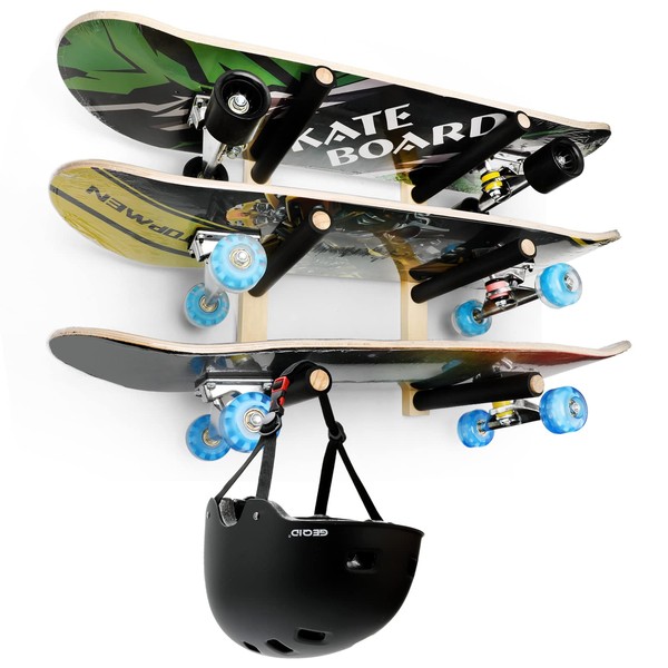 BEARUT Skateboard Rack Longboard Storage Rack, Ski Snowboard Holder Wall Mount Floating Shelf, Skateboard Organizer
