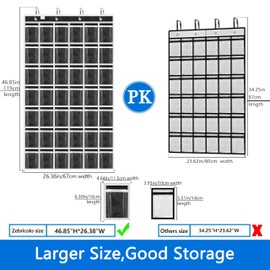 zebricolo classroom cell phone holder, 42 Expandable pockets,teacher must haves,Classroom Organization and Storage,Durable and versatile, 42 number stickers,classroom decor,pocket chart, black/white