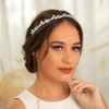 Formery White Beaded Headband Grey Crystal Pearl Flower Hairband Wedding