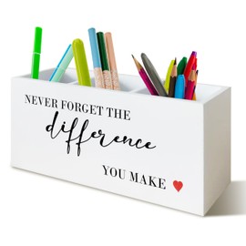 UNCDLV Thank You Appreciation Gifts for Coworkers Employees Retirement New Job Pen Holder for Desk, Never Forget The Difference You Make Wooden Pen Pencil Holder Organizer for Office Desk Accessories