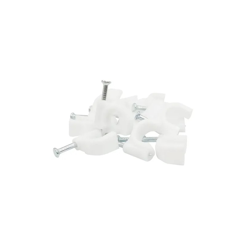 Grapa Para Cable Redondo 6mm Color Blanco 100 Pzs