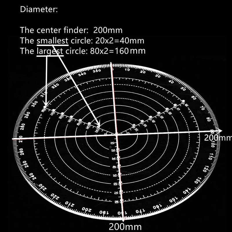 Center Finder Tool Woodworking Compass Central Scan Tool Transparent Acrylic