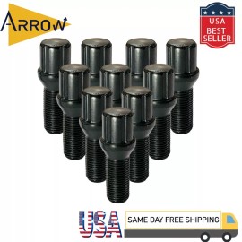 ARROW 20x Black M14x1.5 Spline Cone Seat Lug Bolt 28mmShank Fit EU car & Volvo Models