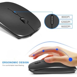 Wireless Mouse for Laptop, 2.4GHz Slim Mouse with USB Receiver, Portable Computer mouse with USB Receiver for PC Laptop, Small Pocket Compact Travel Mice Optical Cordless mouse (Black)