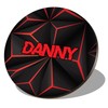 1 x Round Coaster - Name Danny Gamer Black Red