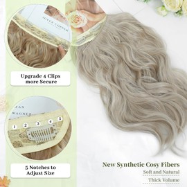 Morichy Halos Hair Extensions, 14Inch Invisible Wire Hair Extensions Short Wavy Synthetic Hairpieces for Women with Transparent Wire Adjustable Size, 4 Secure Clips for Women (Pearl Blonde)