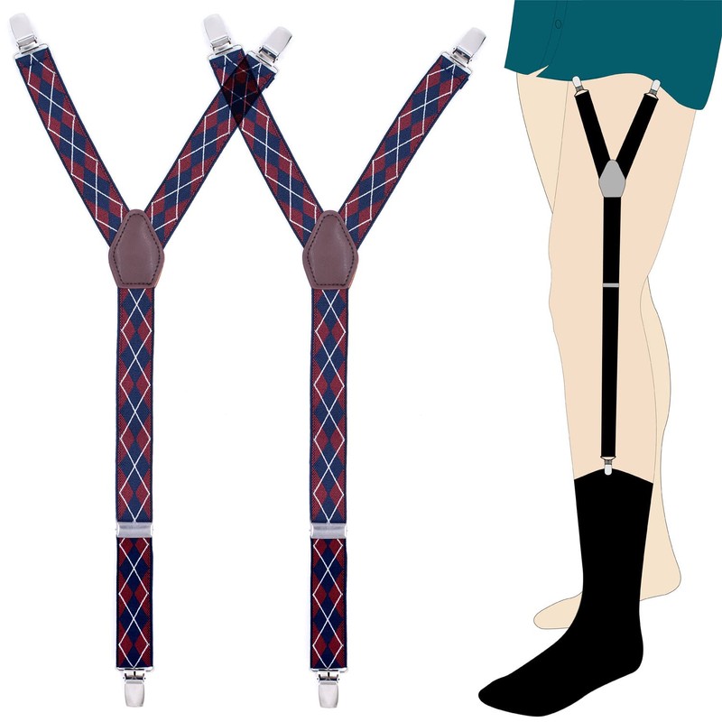 WannGe Men's Shirt Stays Adjustable Elastic Y-Style Garter Straps Socks