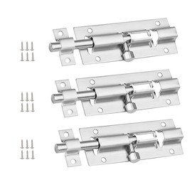 RICHSUM 3 Pack 4 Inch Stainless Steel Door Lock Bolts, Security Slide Latch with Strong Steel Barrel Bolt, Ideal for Bathroom Bedroom Home Toilet Yard Garden