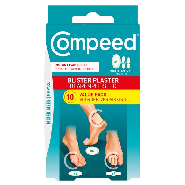 Compeed Mix 10 Hydrocolloid Plasters, Foot Treatment, Heal Fast, Packaging