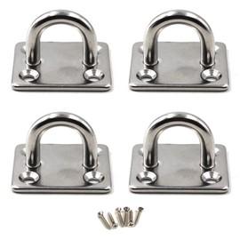 M8 Ceiling Hook Pad Eye Plate 304 Stainless Steel Wall Mount Hook Heavy Duty for Hanging (Pack of 4,Screws Included)