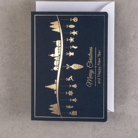 ART NUVO - Exclusive Christmas Cards - Set of 10 Identical Cards, 120 x 170 mm, Gold Plated and Embossed Christmas Motifs - Made from Decorative, Coloured Paper with Inserts and Envelopes