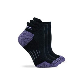 Wise Blend Ladies Merino Wool Blend Low Cut Heel Tab Hiker Socks 3 Pair (Black/Purple, m)