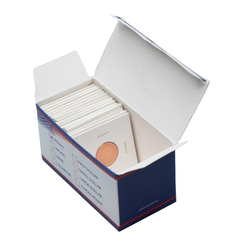 100 2x2 Quarter Size Premium Cardboard Coin Flips Paper Holder