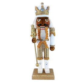 Nutcracker Ballet Gifts, Nutcracker Christmas Ornaments, Wooden Figure Decoration with Glitter Uniform for Holiday Home Decor, 10 Inch, African American Nutcracker King