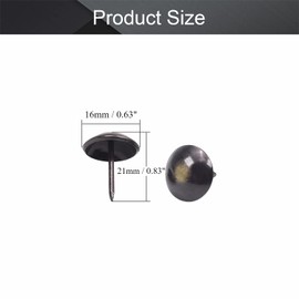 MroMax Upholstery Nails Tacks 0.63" Head Dia Iron Vintage Style Metal Round Thumb Push Pins 0.83" Height for Furniture Decoration Chair Hardware Cork Board Sofa Headboards 50Pcs