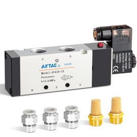 Solenoid Valve 1/2"PT 4V410-15 Pneumatic Air Solenoid Single Coil Pilot-Operated Electric 2 Position 5 Way Connection Type (AirTAC 4V410 PT1/2, AC110V)