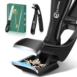 Toenail Clippers for Seniors, 2025 Upgrade Angled Head Nail Clippers for Men with Catcher, CLPPNA Ergonomic Toenails Clipper for Thick Toenails Long Handle, Sharp Wide Jaw Fingernail Clippers Adult