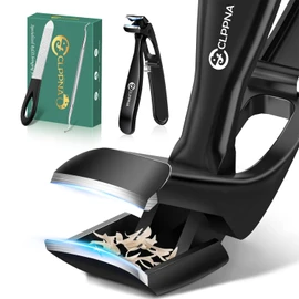 Toenail Clippers for Seniors, 2025 Upgrade Angled Head Nail Clippers for Men with Catcher, CLPPNA Ergonomic Toenails Clipper for Thick Toenails Long Handle, Sharp Wide Jaw Fingernail Clippers Adult