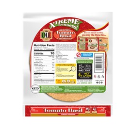 Olé Xtreme Wellness® Tomato & Basil | 8" Size Flour Tortillas |Carb Friendly |Keto Certified | 12.7 oz.| 8 Count (Pack of 4)
